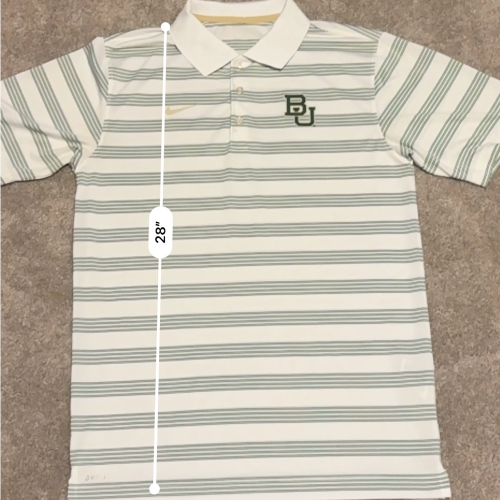 Nike Dri-FIT Baylor Bears Polo Shirt Men’s Small White Green Stripe.
